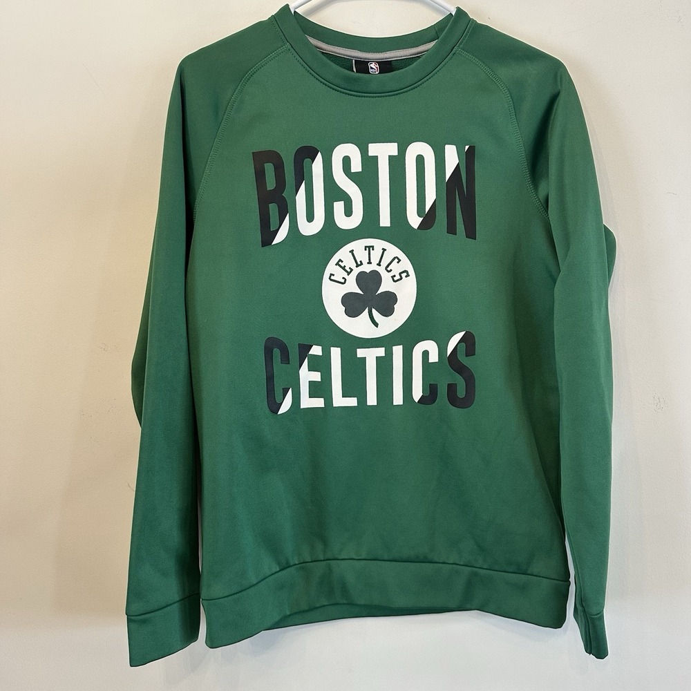 Youth‎ Medium Boston Celtics Crewneck Pullover Green Shamrock Logo NBA Fleece